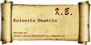 Kolovits Beatrix névjegykártya